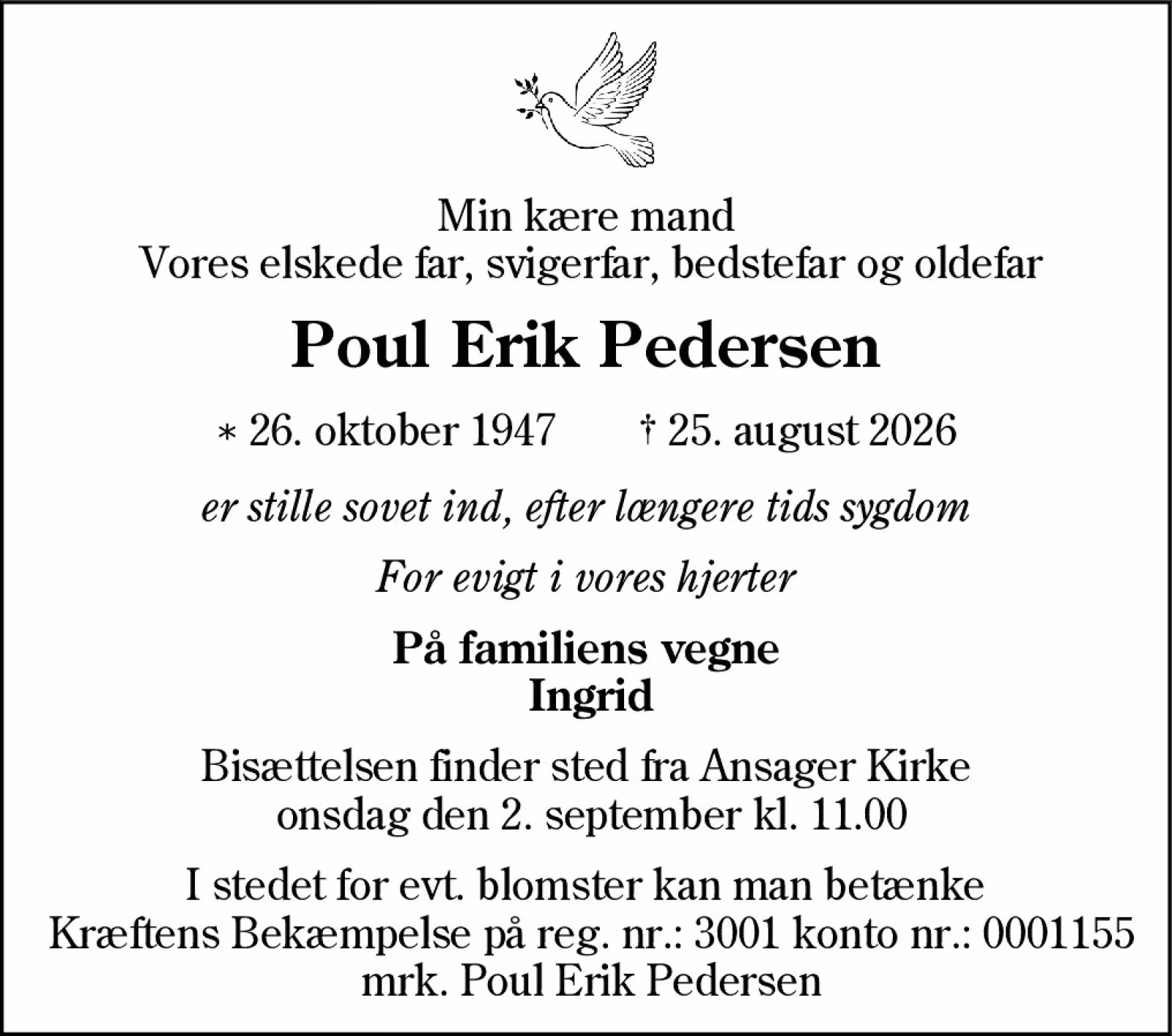 Poul Erik Pedersen er død efter længere tids sygdom