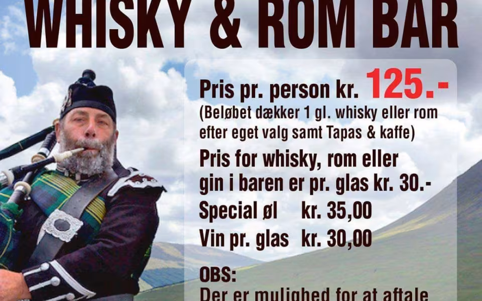 Whisky- og rombar er åben