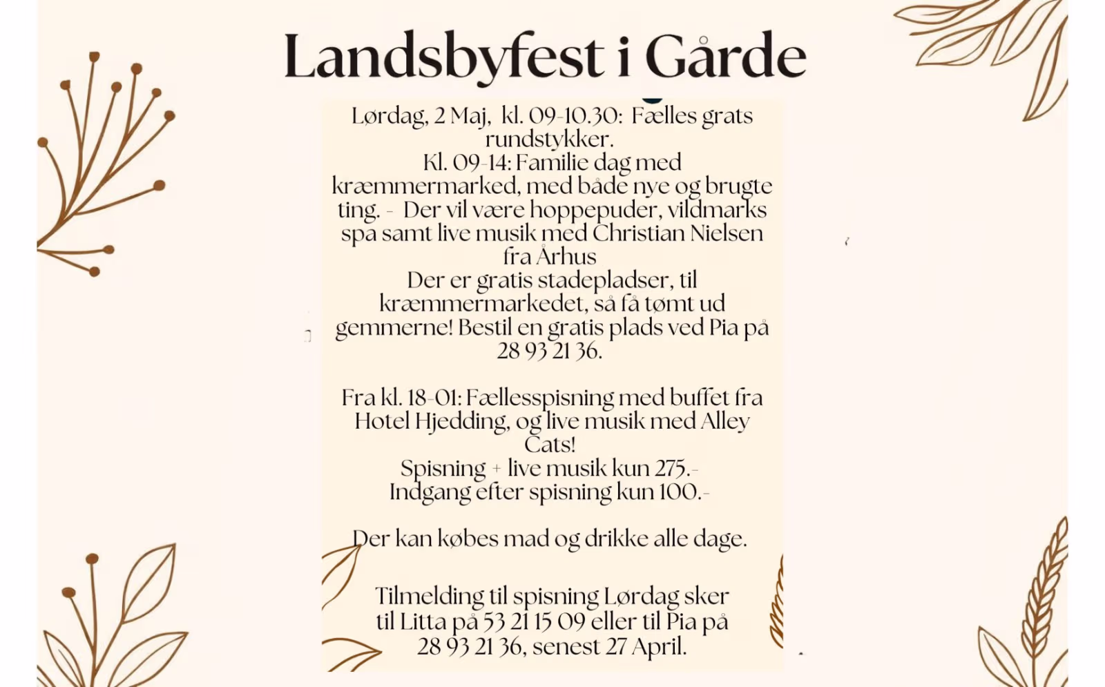 Landsbyfest i Gårde 2026 - Lørdag den 2 .maj fra kl.9