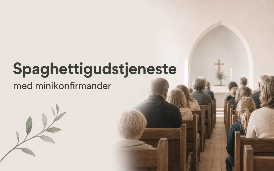 Spaghettigudstjeneste med minikonfirmander