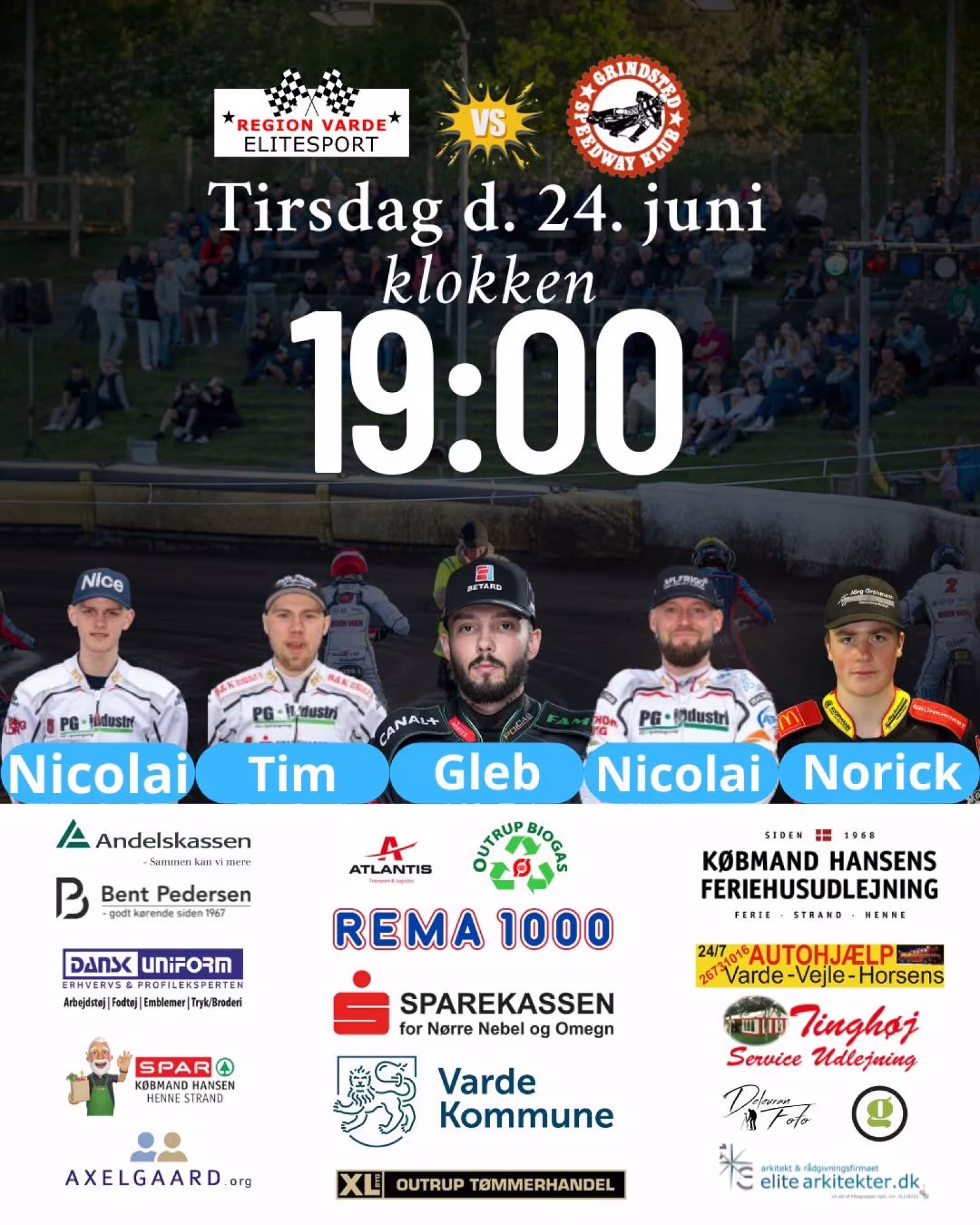 Aflysning af Match  24. juni 2025 på Varde Motor Arena