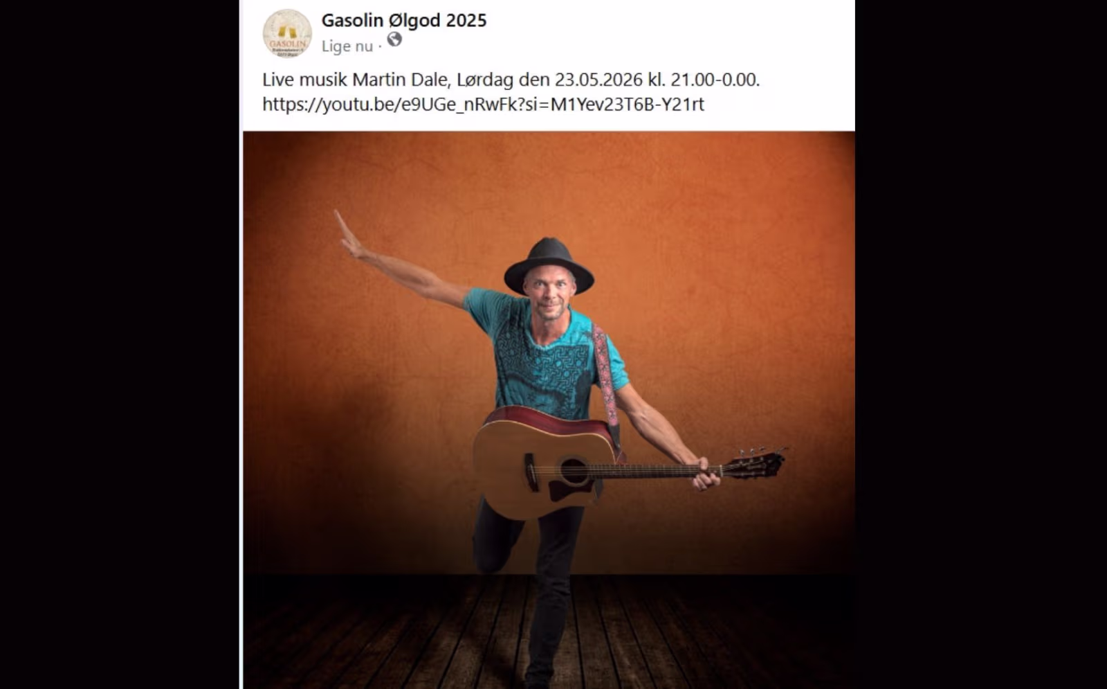Live musik med Martin Dale på Gasolin Ølgod 23. maj 2026 kl.21