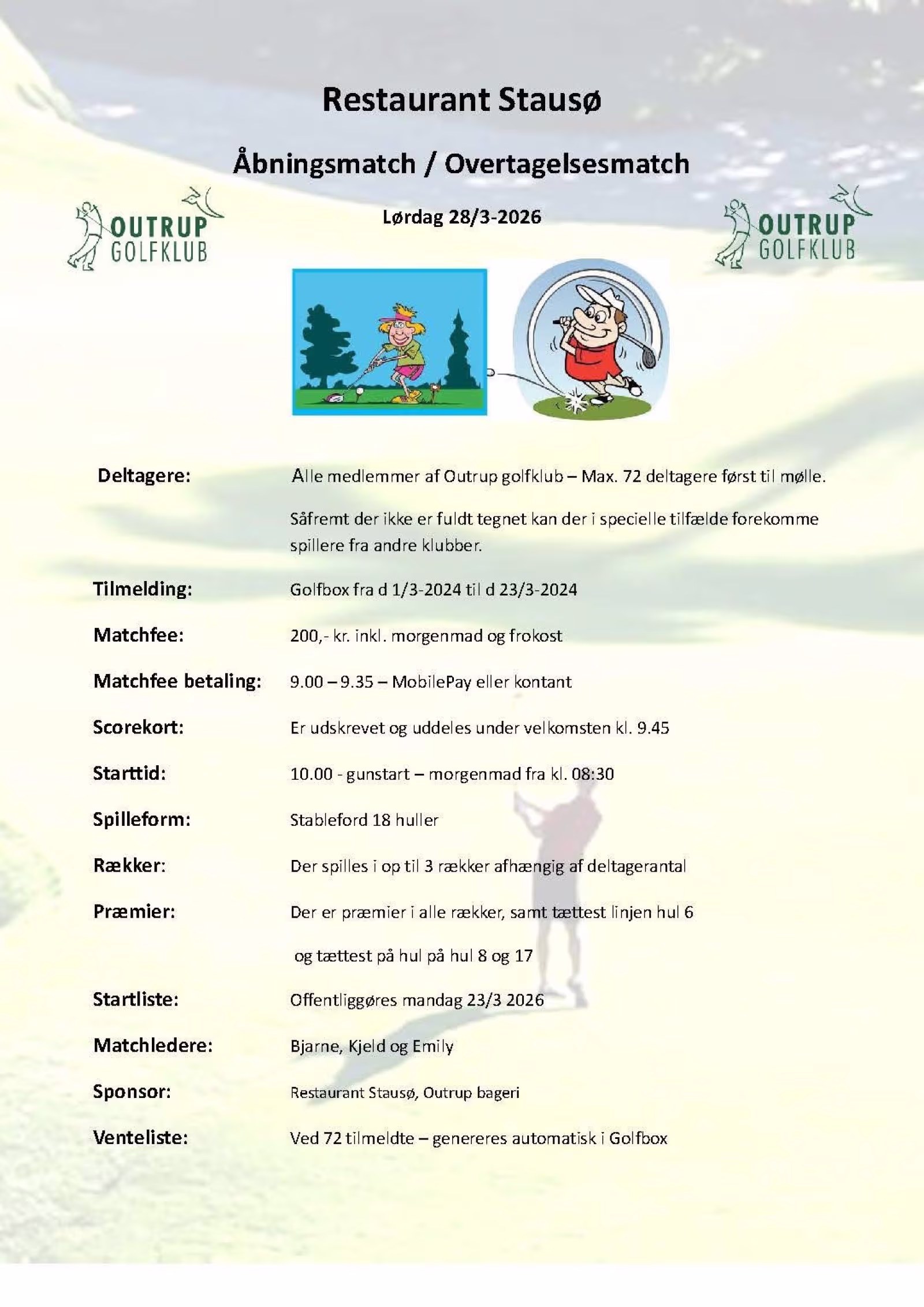 Åbningsmatch i Outrup Golfklub 2026