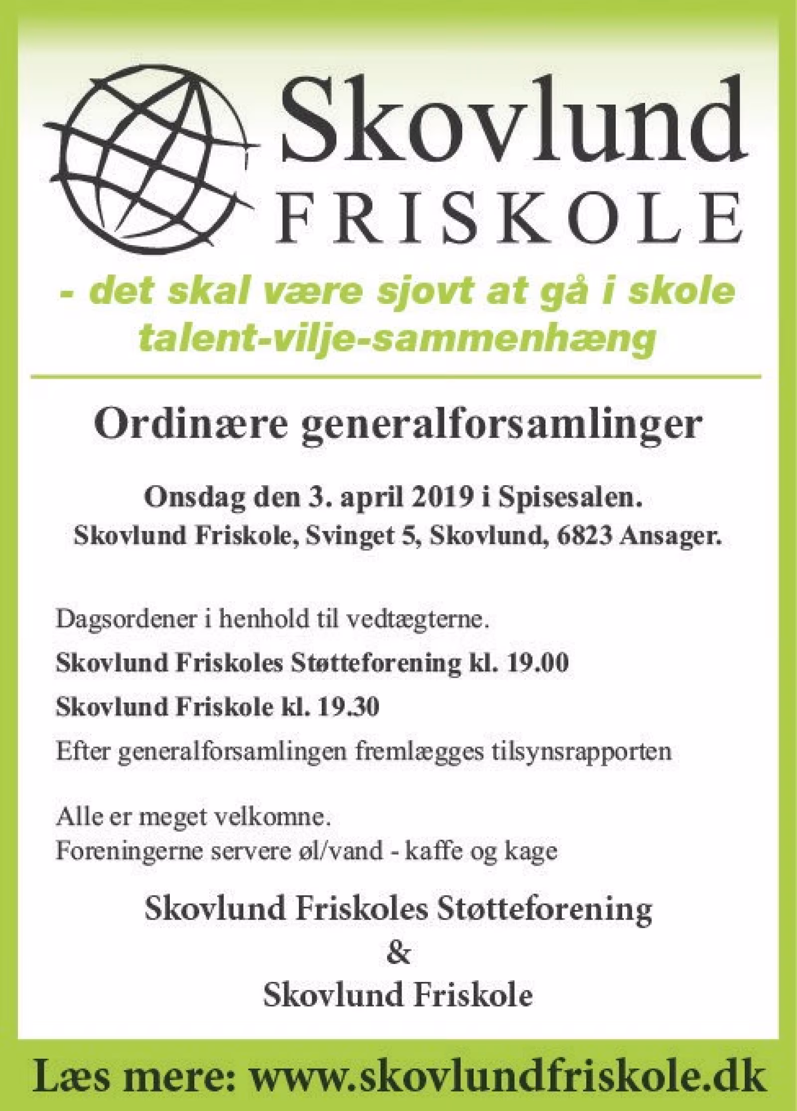 Ordinære generalforsamlinger på Skovlund Friskole