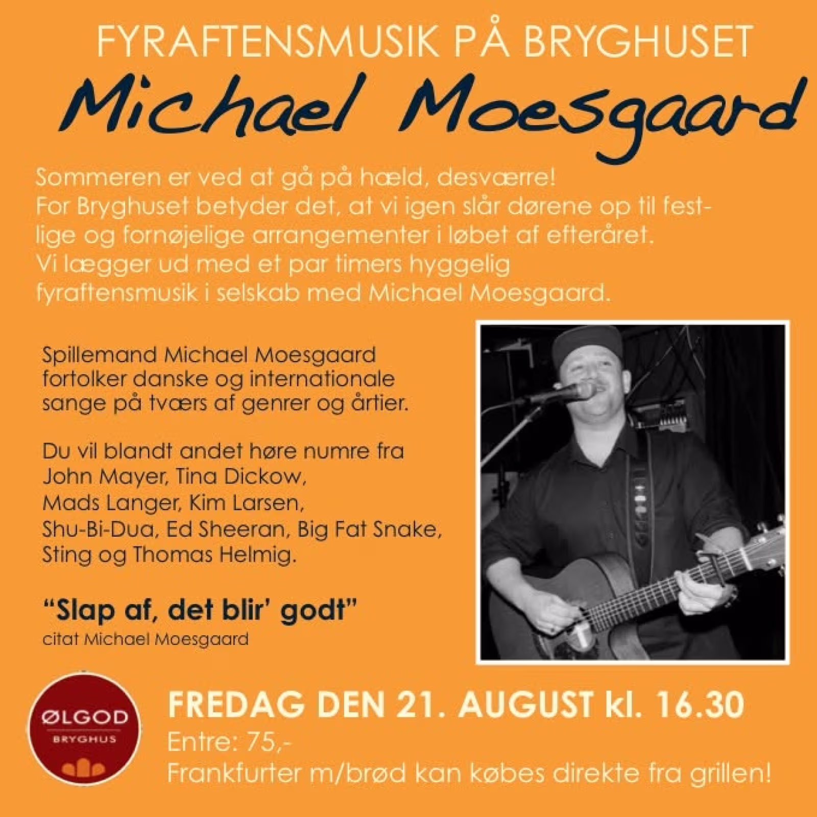 Fyraftensmusik på Bryghuset med  Michael Moesgaard