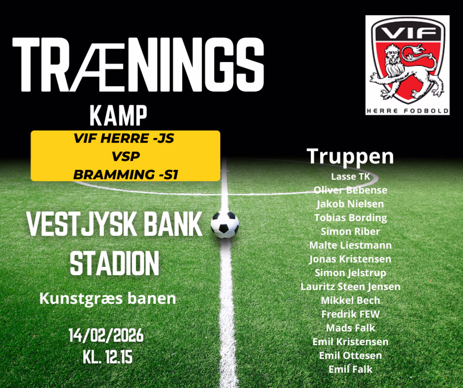 VIF Herre møder Bramming lørdag