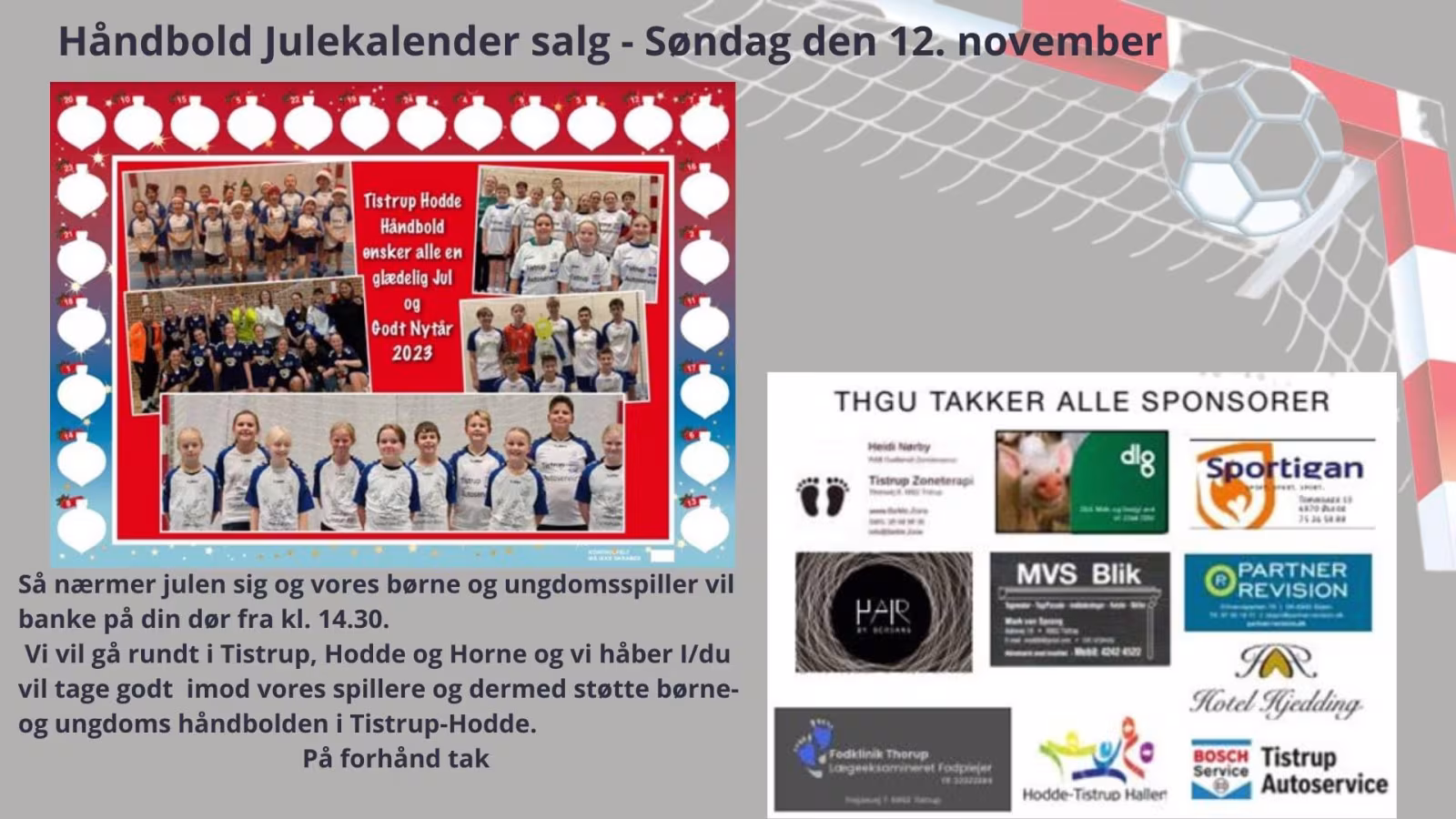 Håndbold julekalender salg i Tistrup-Hodde