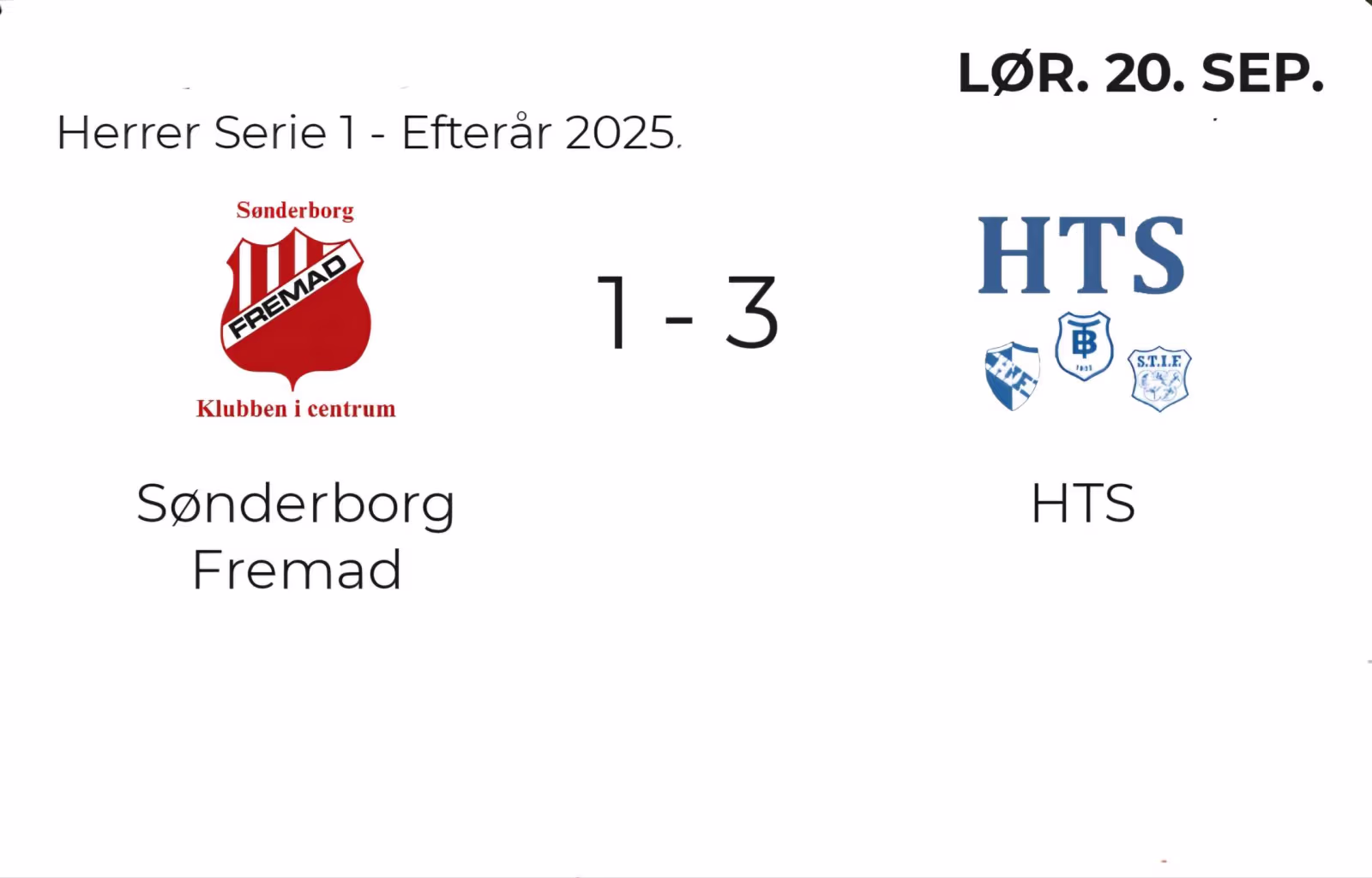 Serie 1 fodbold. HTS vandt 3-1 i Sønderborg