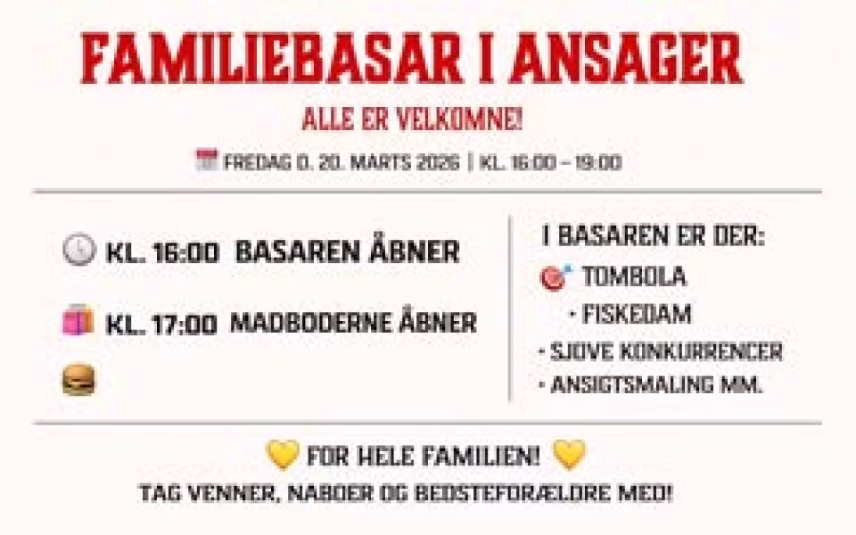 Familiebasar i Ansager åbner dørene