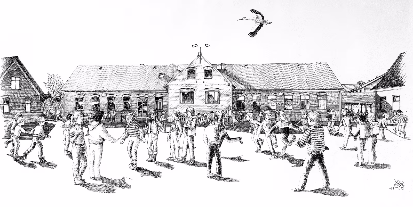 Den gamle skolebygning fra 1909 som skal rives ned senere på året