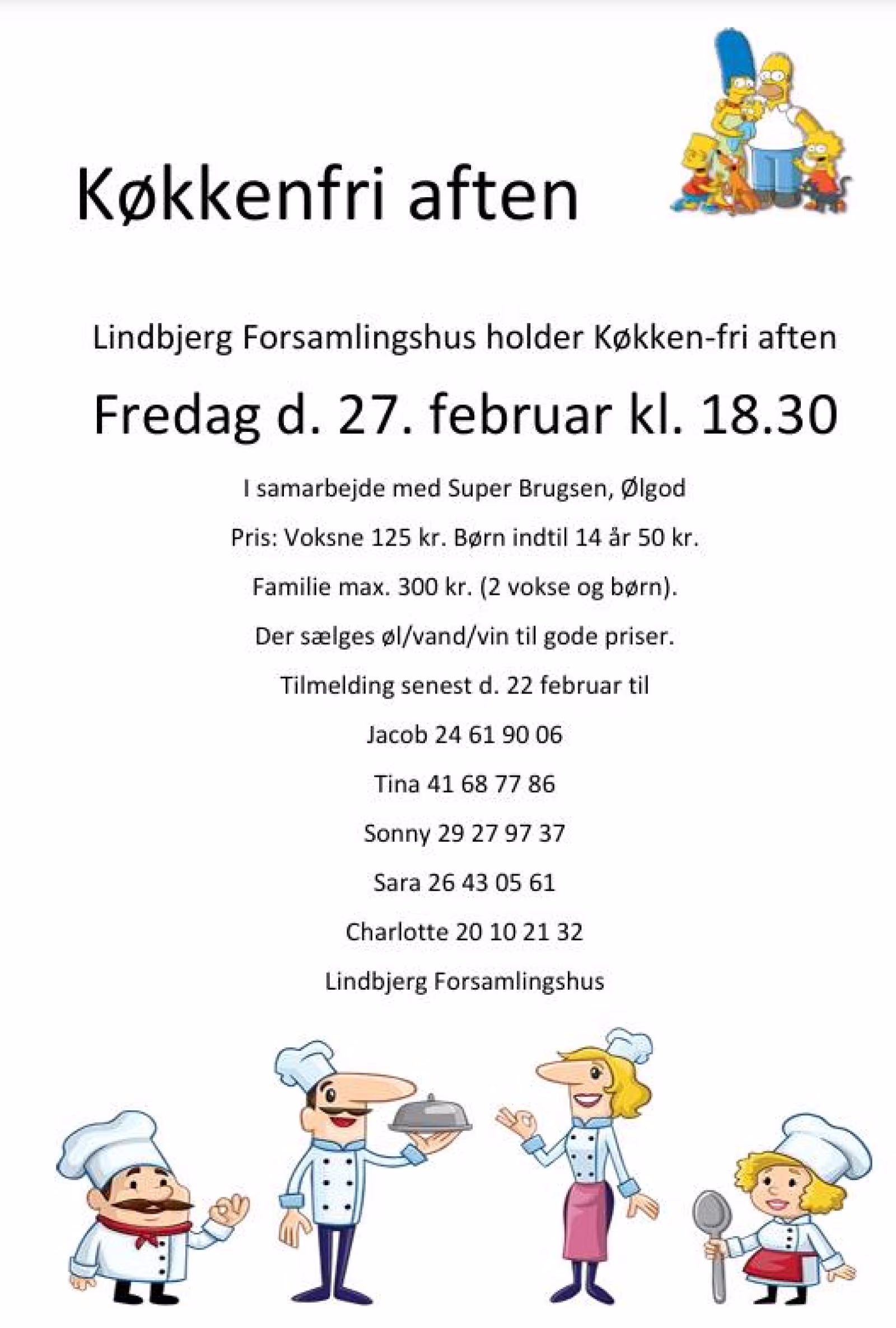 Lindbjerg Forsamlingshus holder Køkken-fri aften