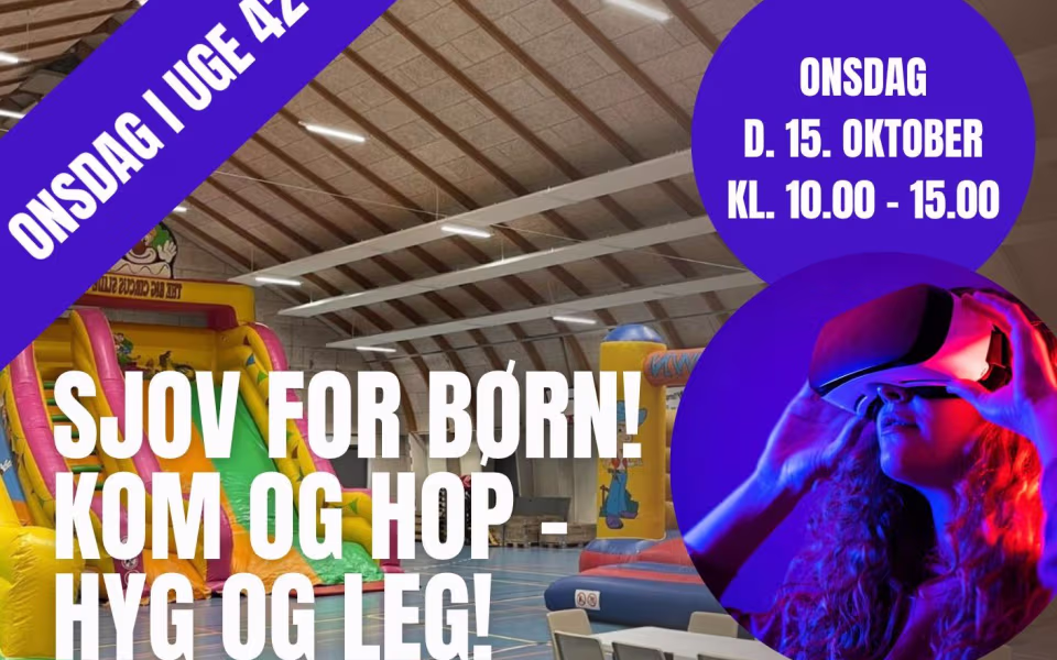 Sjov for børn - Hoppeborge i hallen og sjove udfordringer med VR-Briller