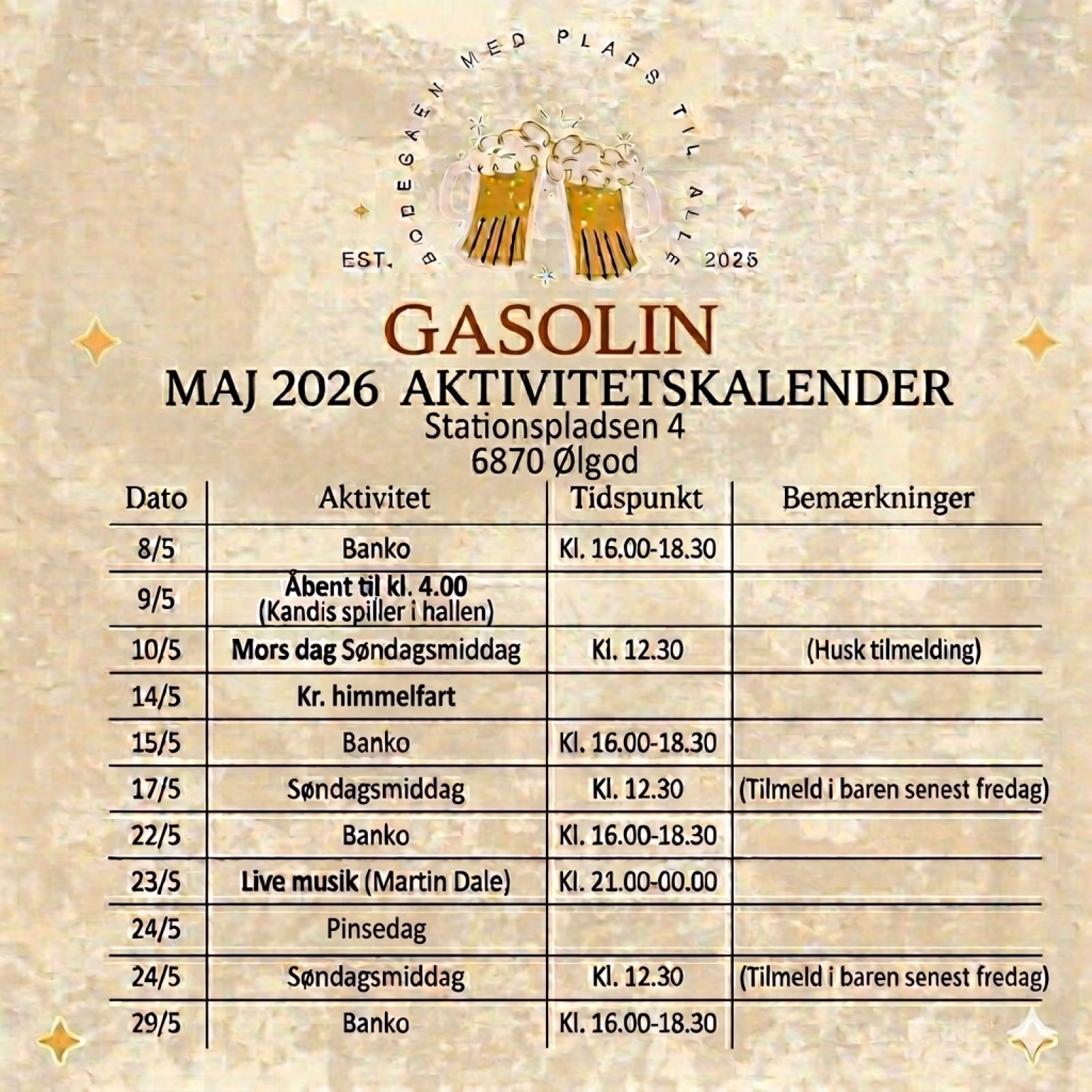 Live musik med Martin Dale på Gasolin Ølgod 23. maj 2026 kl.21