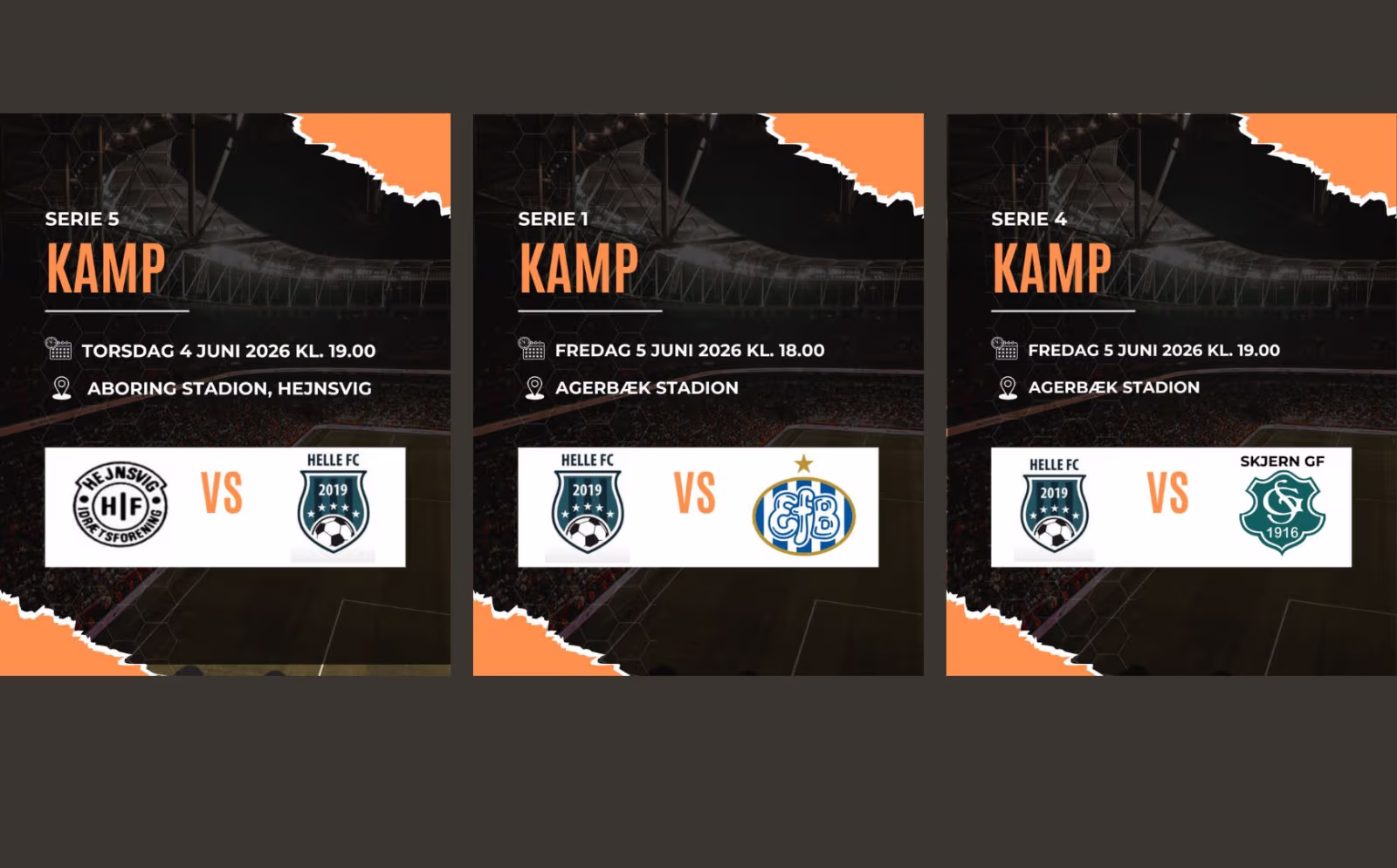 Fodboldkampe Helle FC herre serie i uge 23.
