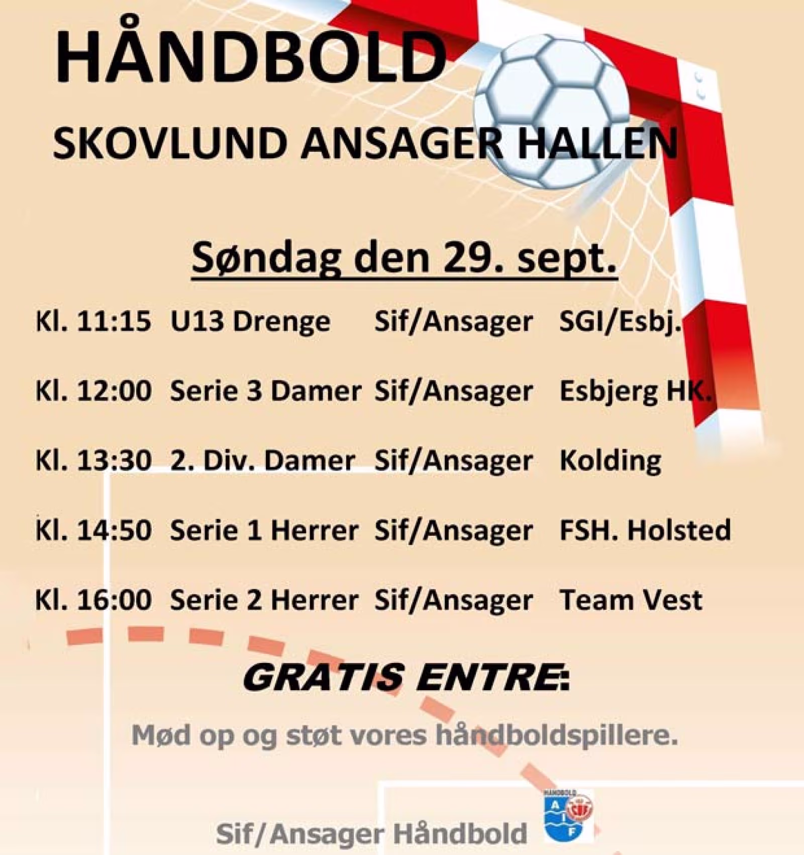 Håndboldstævne søndag i hallen