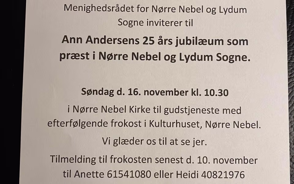 Jubilæumsgudstjeneste for Ann Andersen