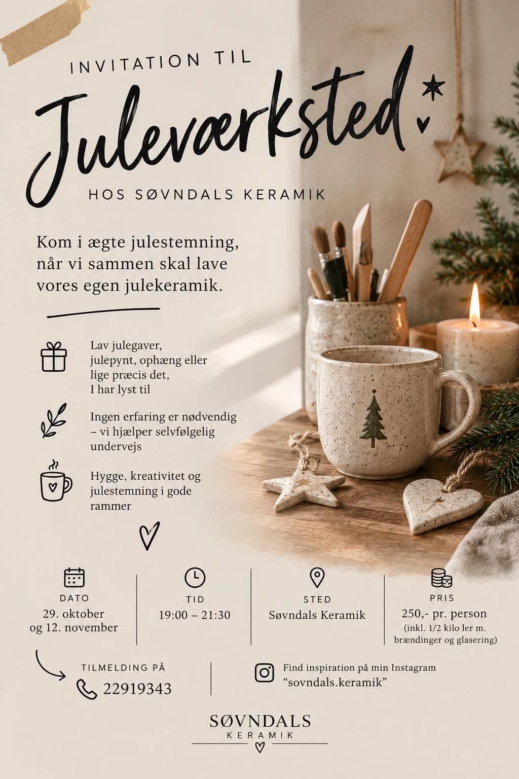 Voksne inviteres til juleværksted hos Søvndals Keramik