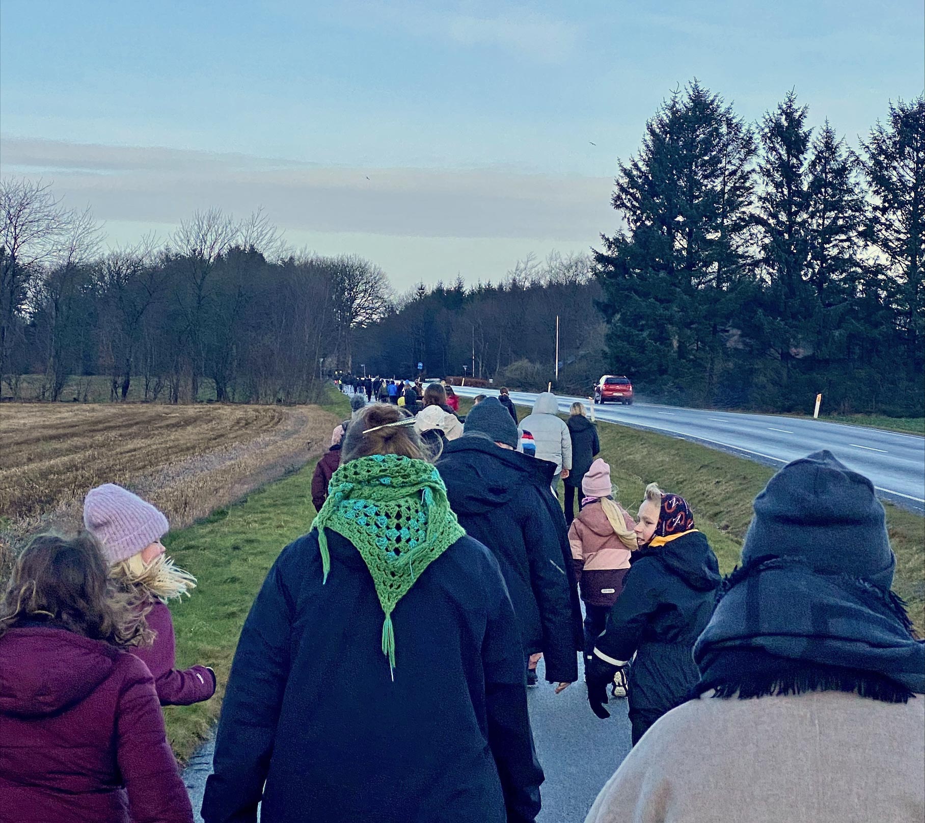 På vej hjem til skolen fra rundkørslen ved Mølby en tur på samlet 6,5 km.
