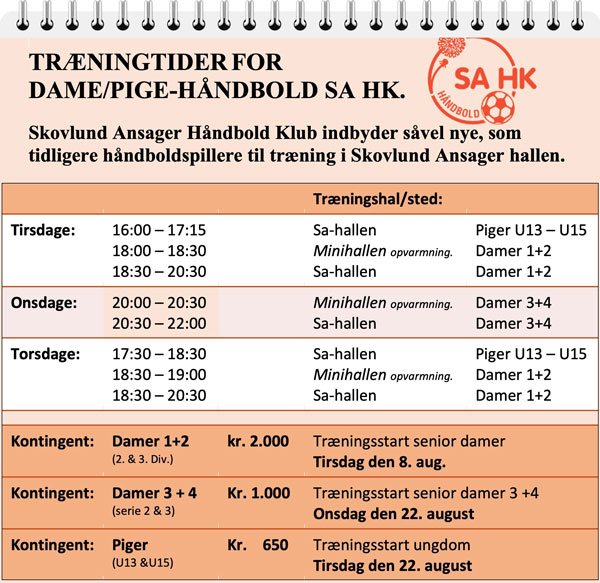 Træningsstart for Senior Dame-håndbold