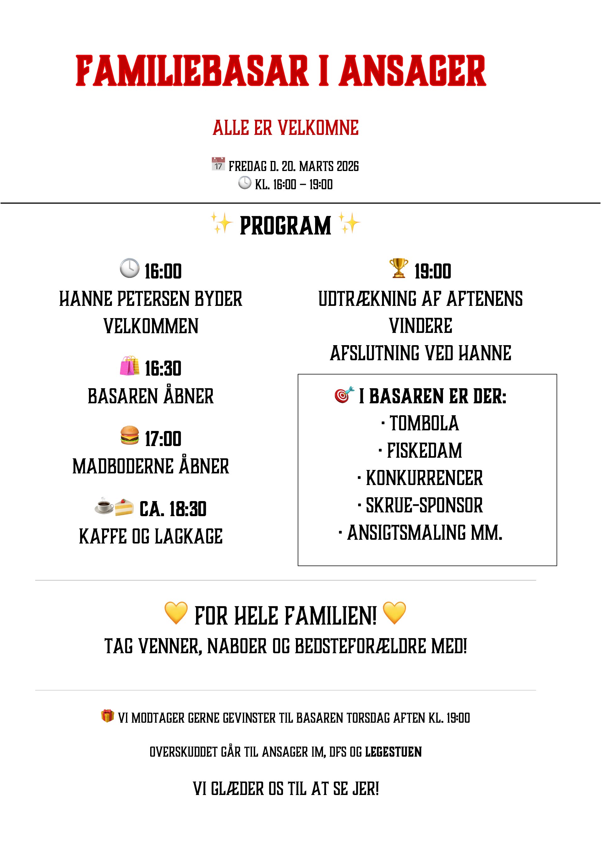 Familiebasar i Ansager åbner dørene