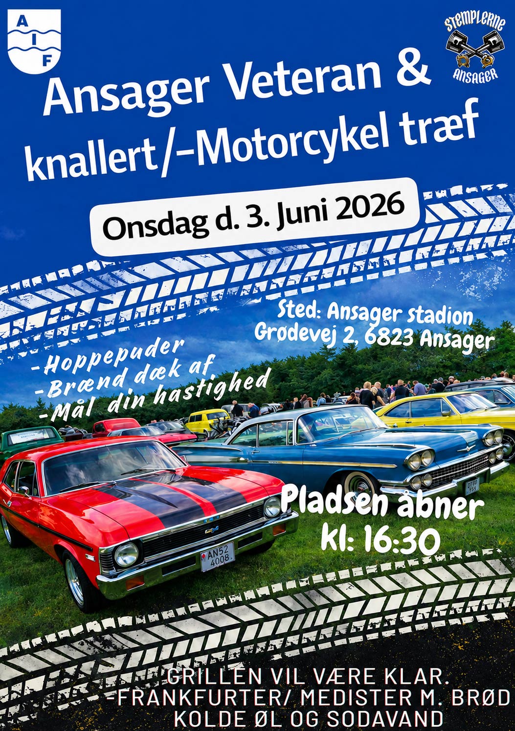 Veterantræf med biler, knallerter og motorcykler