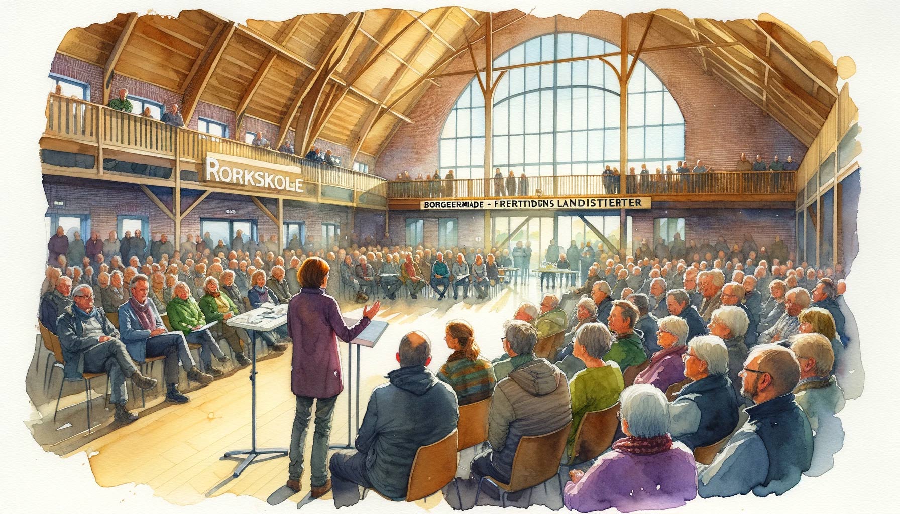 Møde på Rødding Højskole den 11. december 2023 hvor minister for landdistrikter deltager