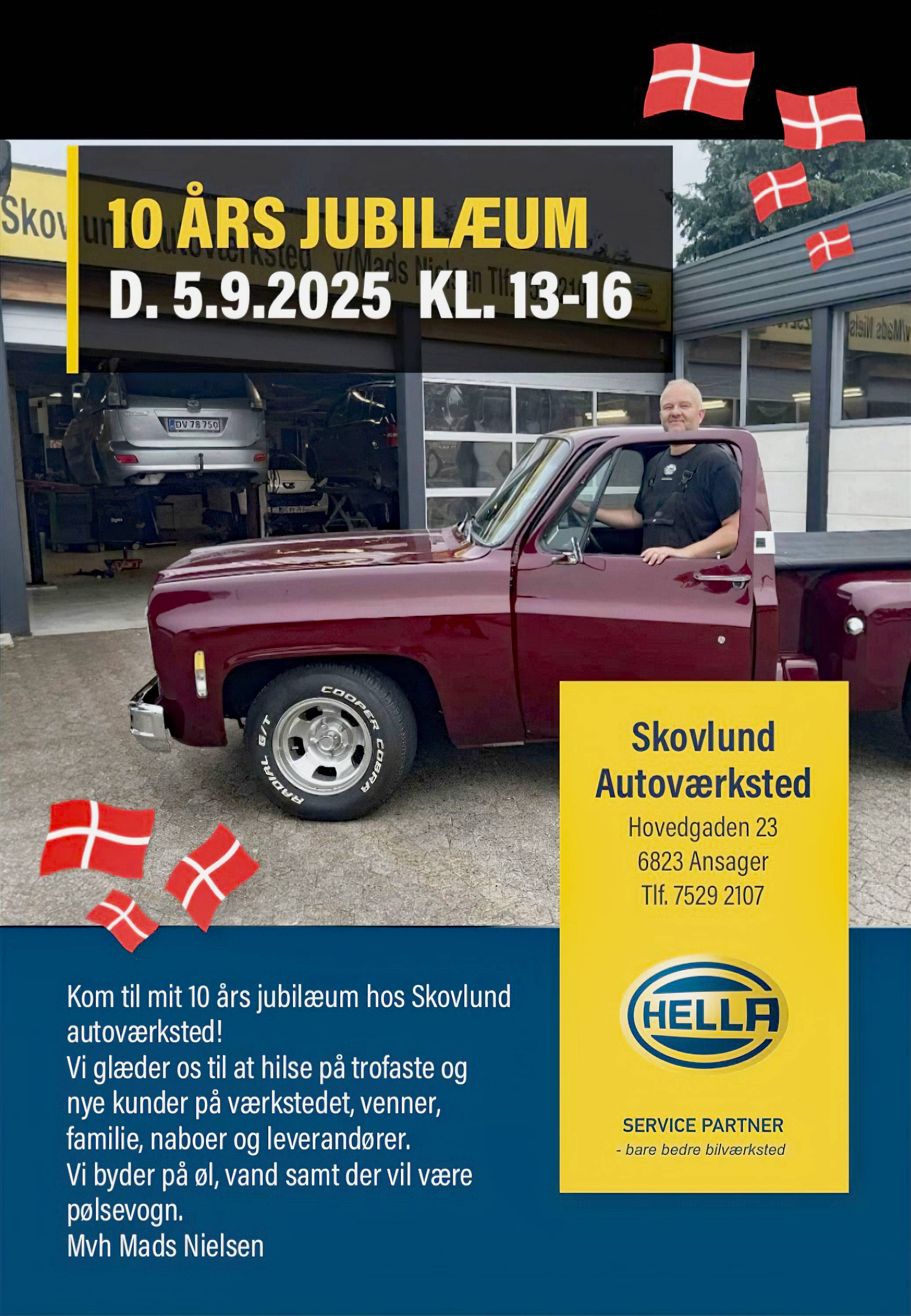 10 års jubilæum hos Skovlund Autoværksted