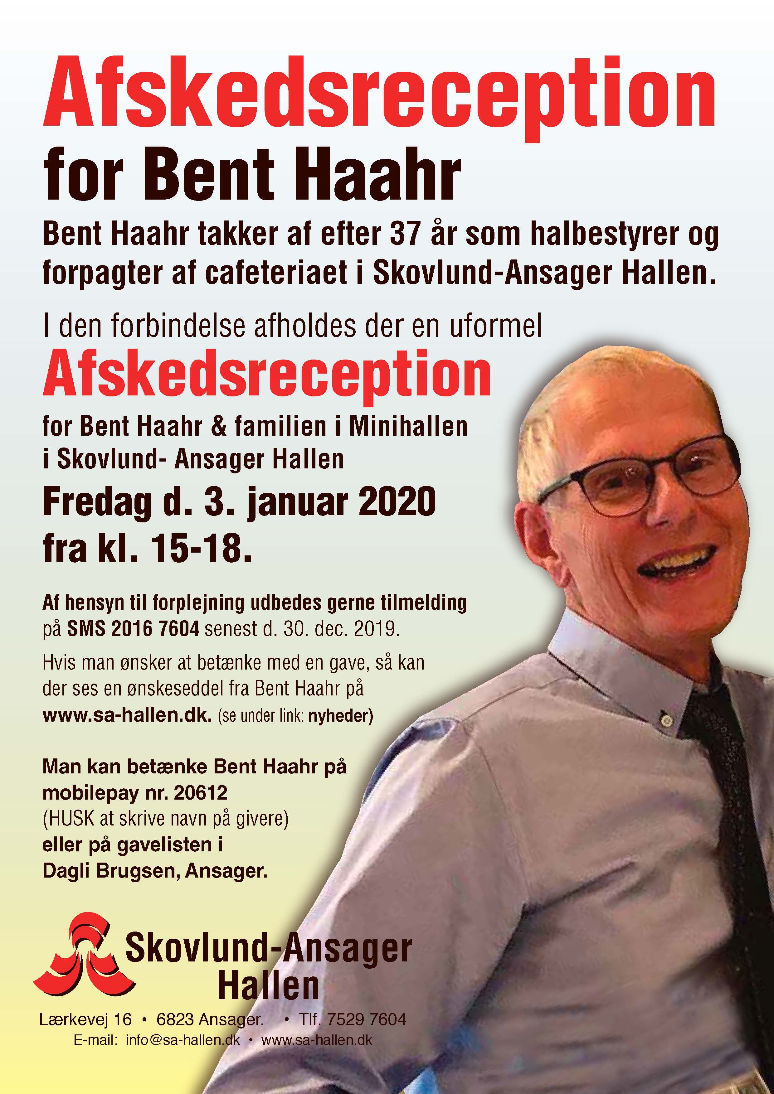 Afskedsreception for Bent Haahr