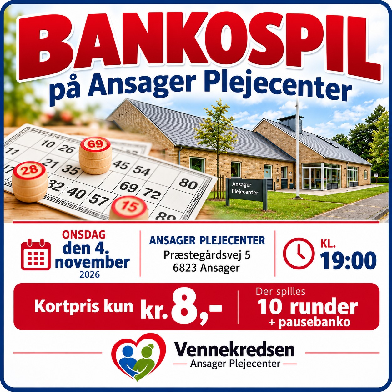 Ti runder banko og pausebanko på Ansager Plejecenter