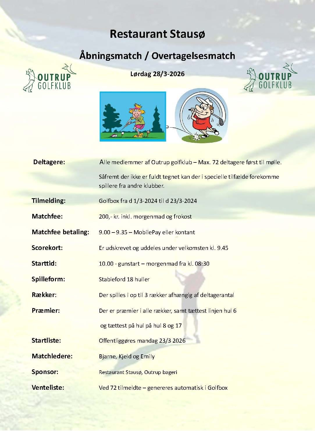 Åbningsmatch i Outrup Golfklub 2026