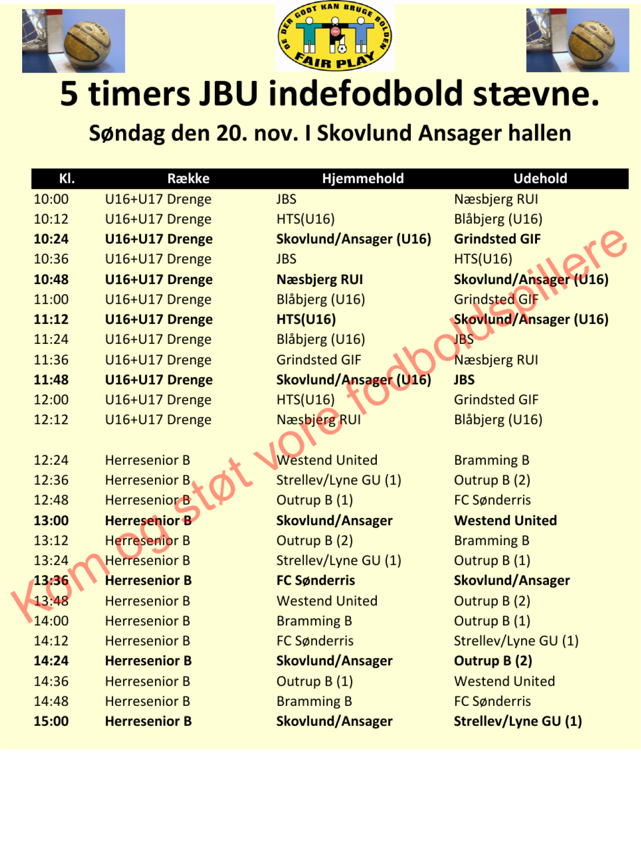 5 timers JBU indefodboldstævne