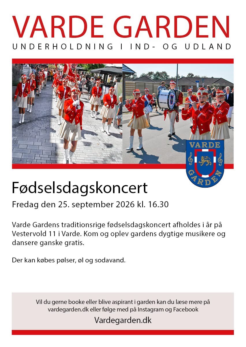 Varde Garden holder fødselsdagskoncert på Vestervold