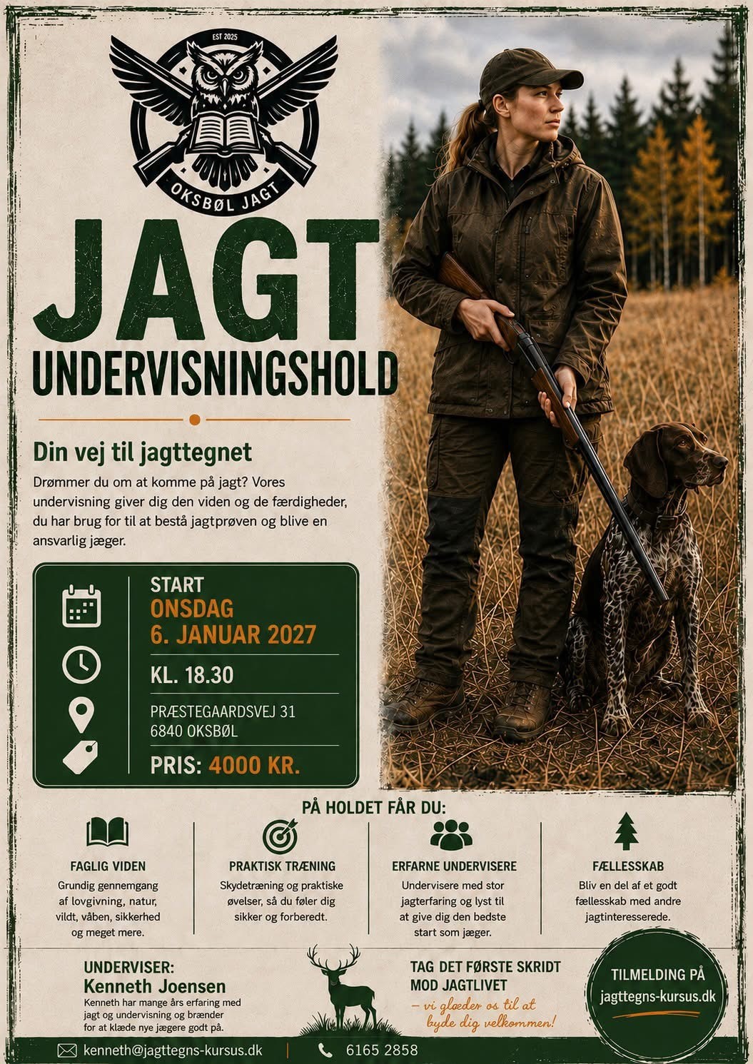 Jagtundervisning starter i Oksbøl i januar 2027
