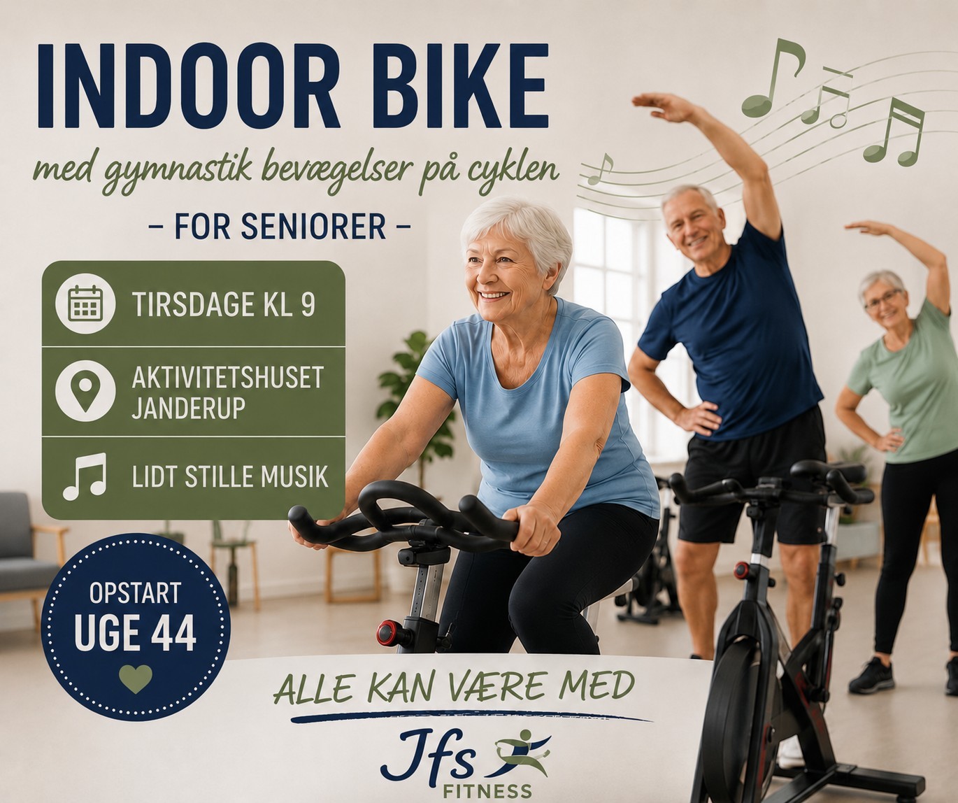 JFS Fitness starter indoorbikehold for seniorer i Janderup