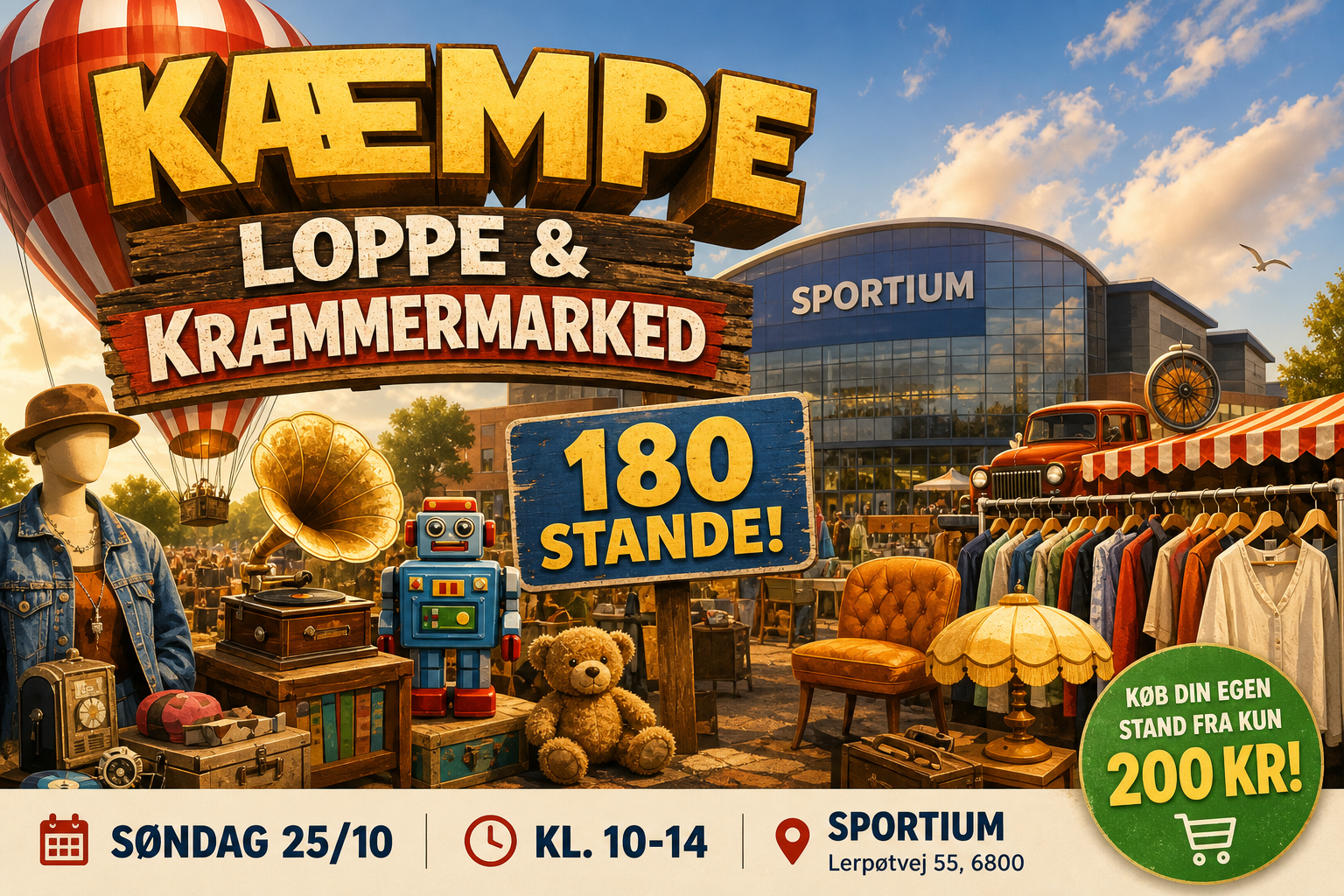 Loppemarked i Sportium med 180 stande