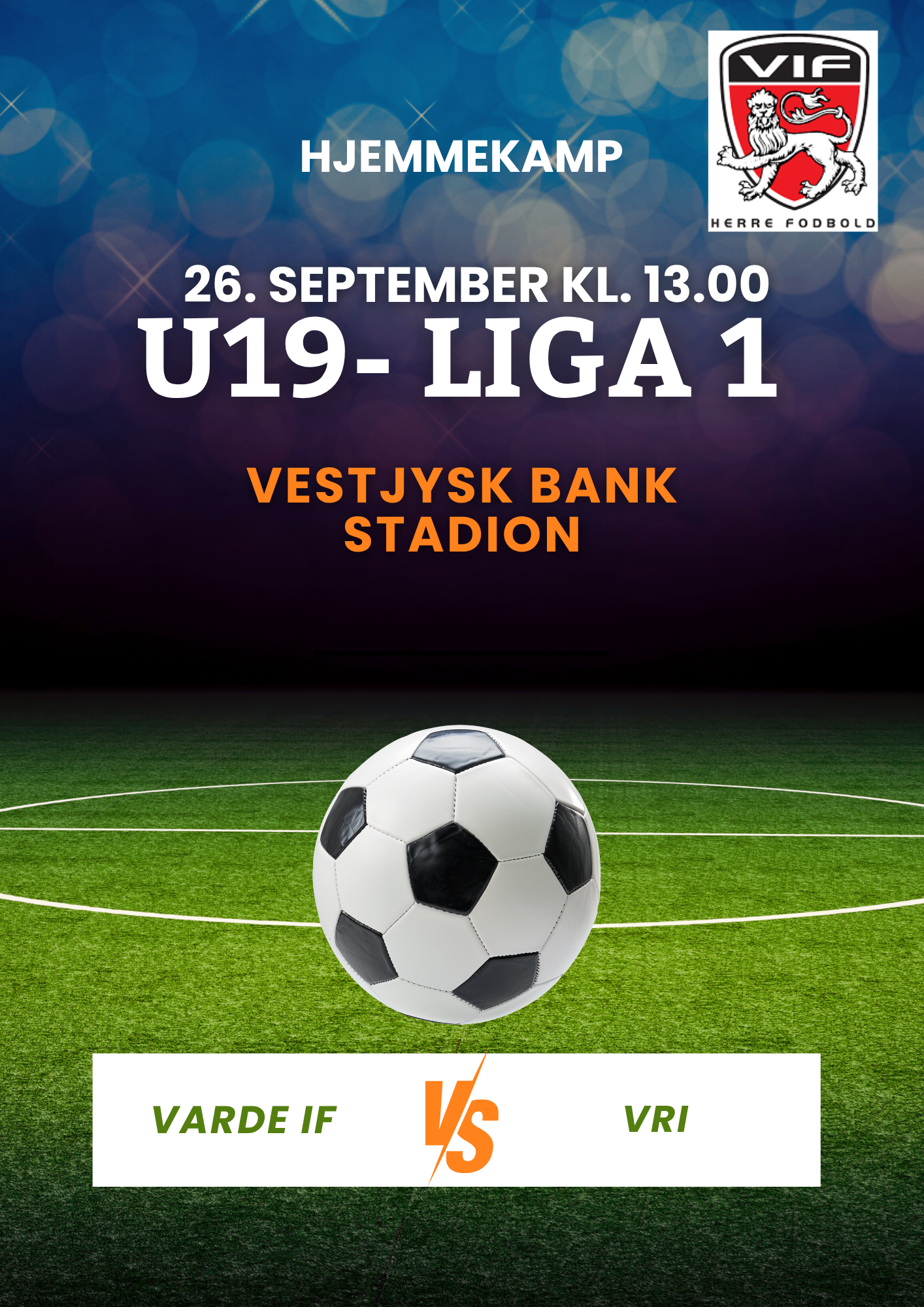 U 19 Liga 1 hjemme mod VRI