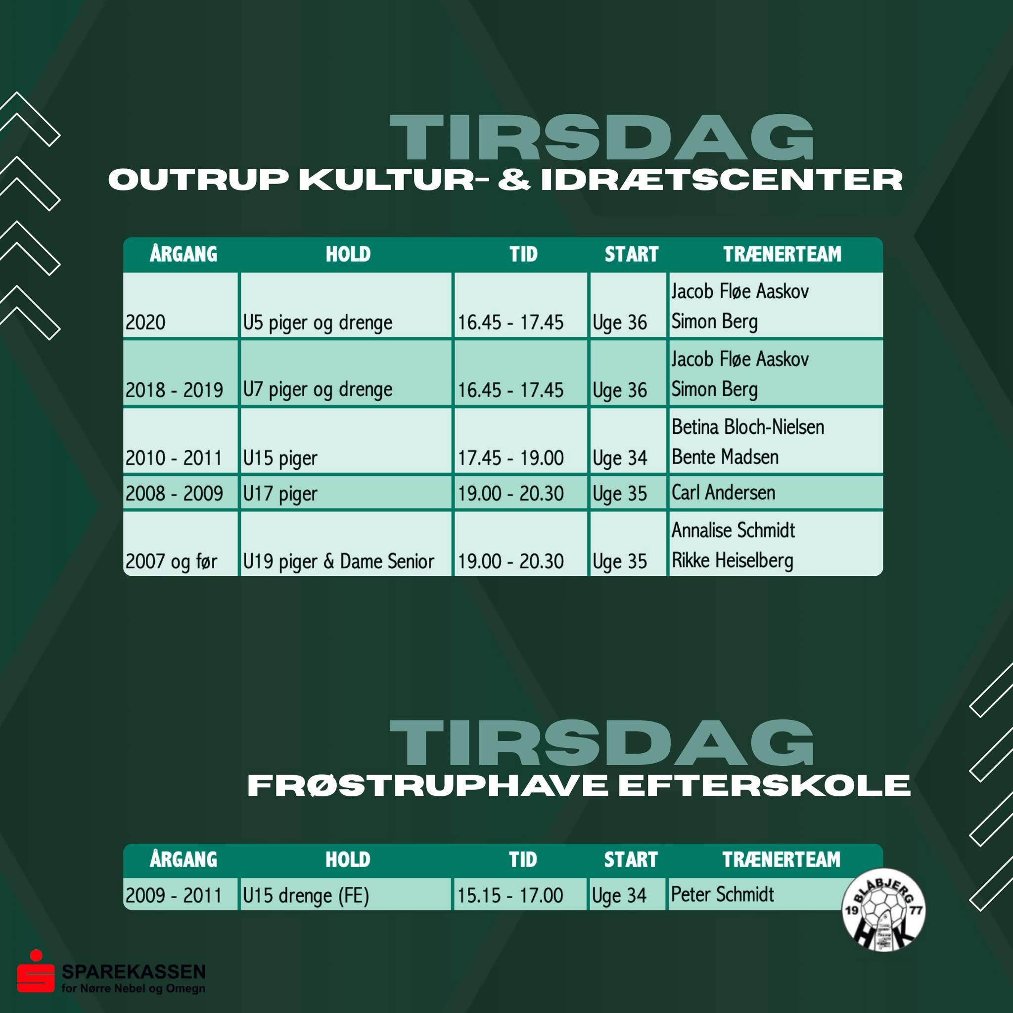 Nye træningstider klar i Blåbjerg Håndbold
