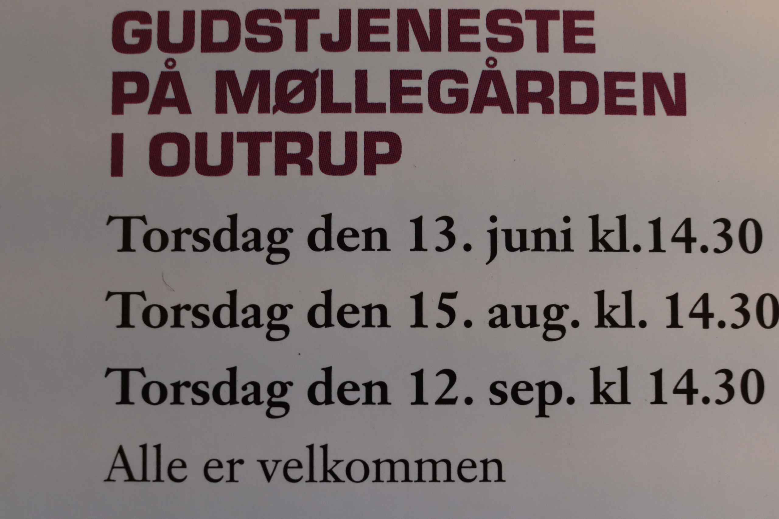 Gudstjeneste på Møllegården