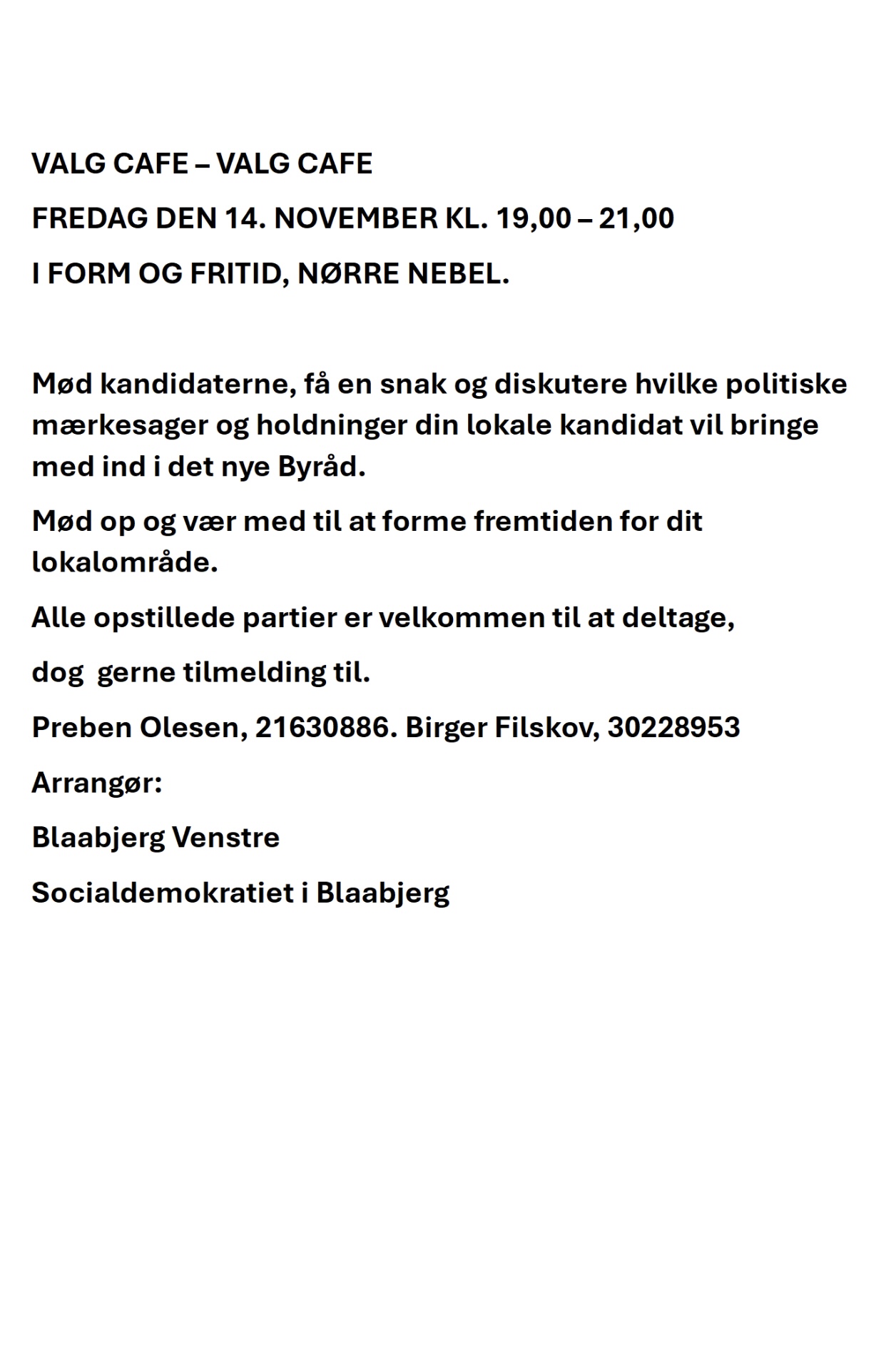 14 nov: Valgmøde Kommunevalget