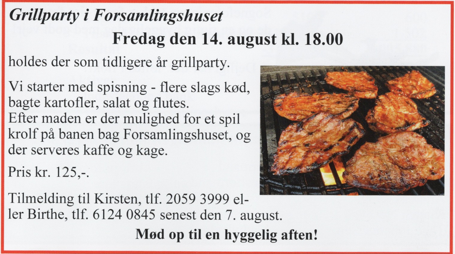 Grillparty i Strellev Forsamlingshus