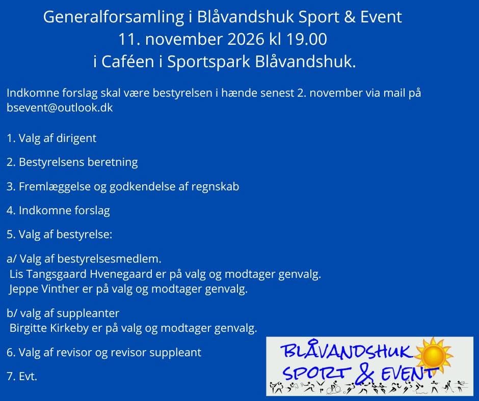 Blåvandshuk Sport & Event indkalder