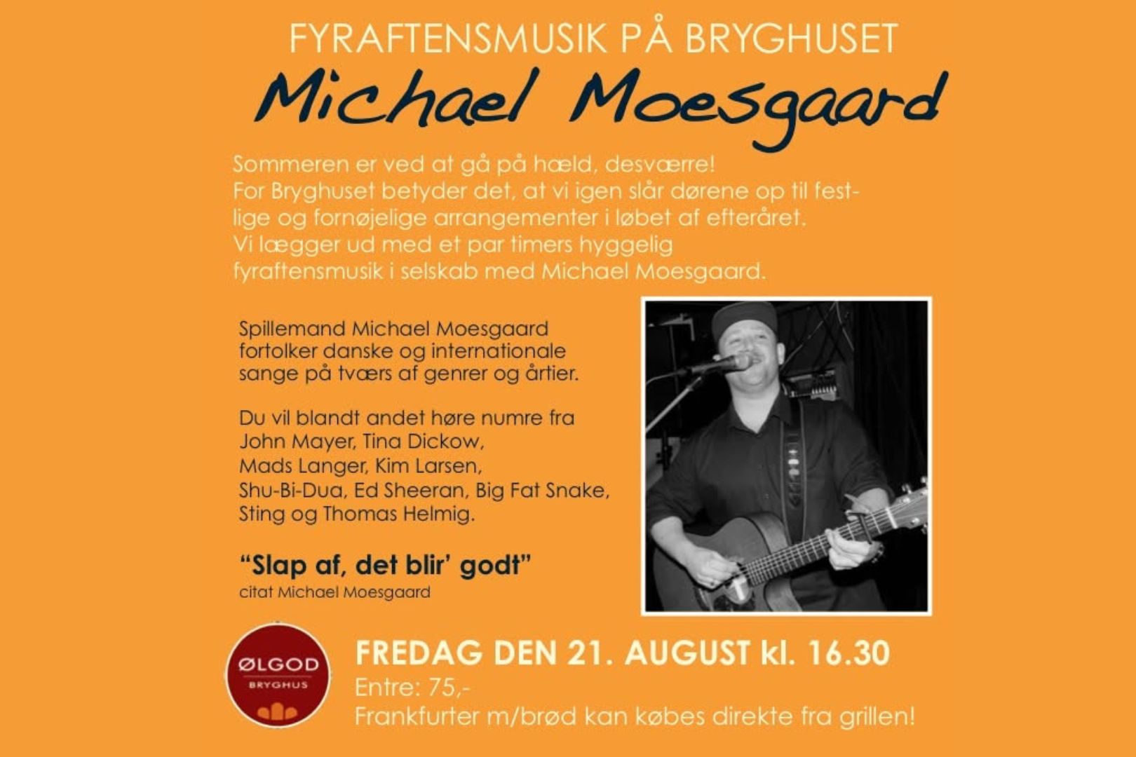 Fyraftensmusik på Bryghuset med  Michael Moesgaard