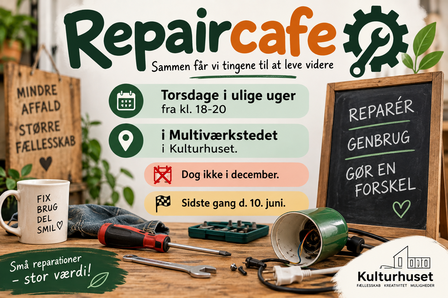 Repaircafe i Multiværkstedet i Kulturhuset