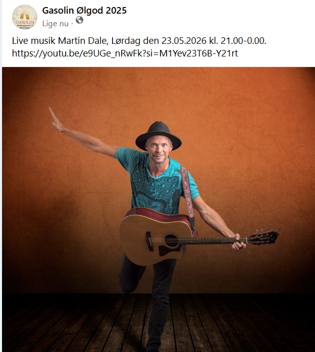 Live musik med Martin Dale på Gasolin Ølgod 23. maj 2026 kl.21
