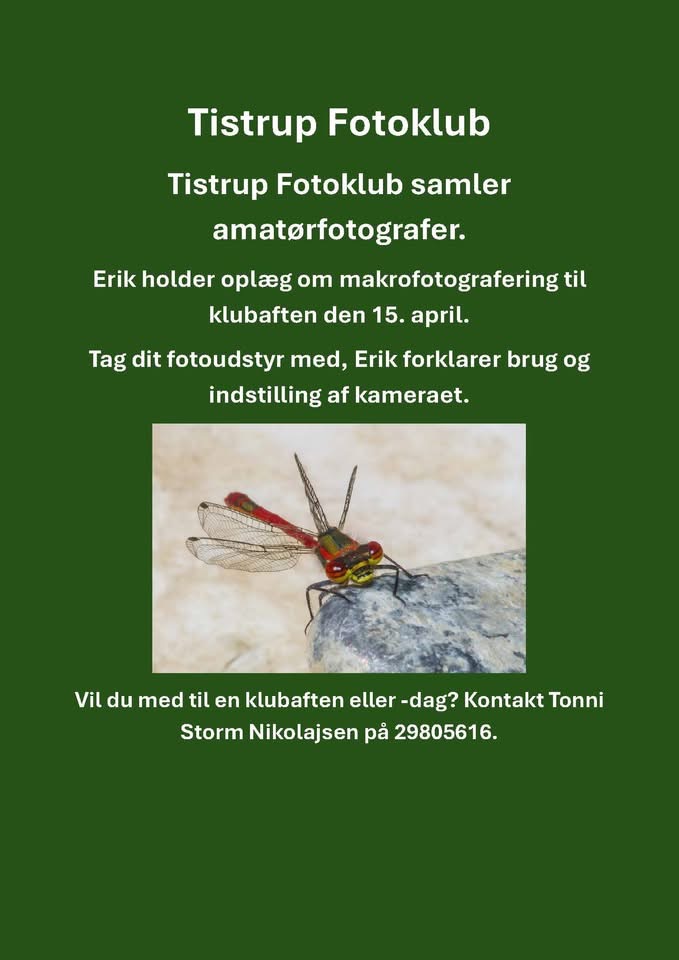 Tistrup Fotoklub samler amatørfotografer den 15. april