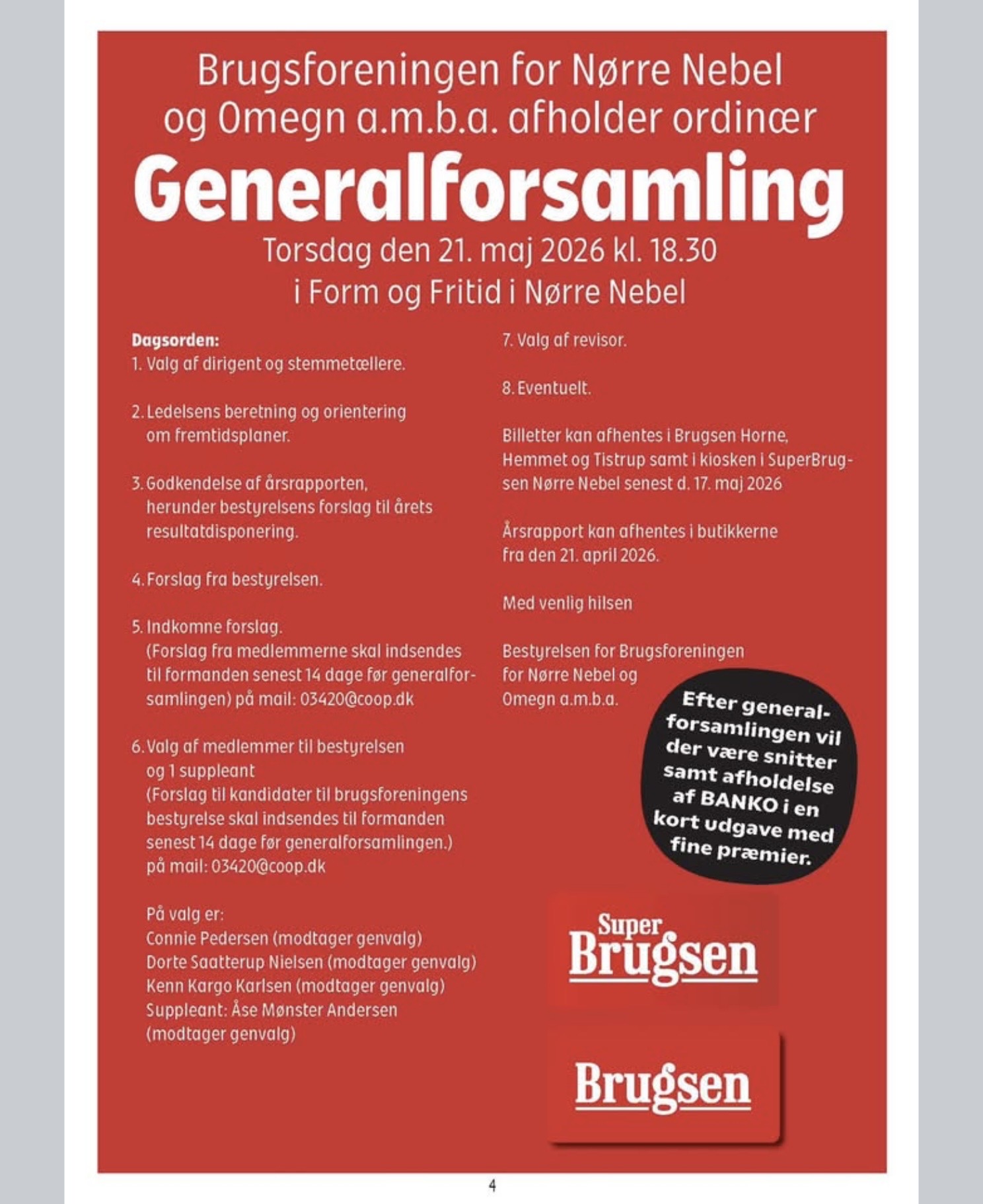 Ordinær generalforsamling i Brugsforeningen