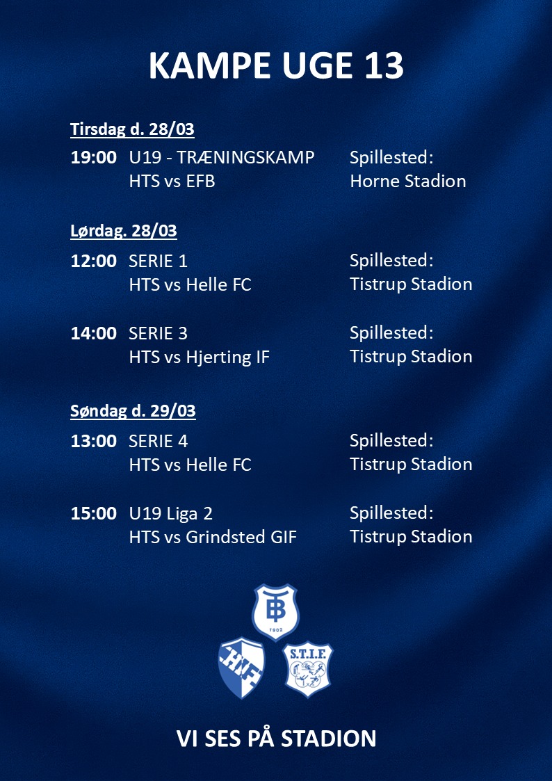 Fodbold Serie 1 HTS - Helle FC - Lørdag 28. marts kl. 12:00 Tistrup Stadion