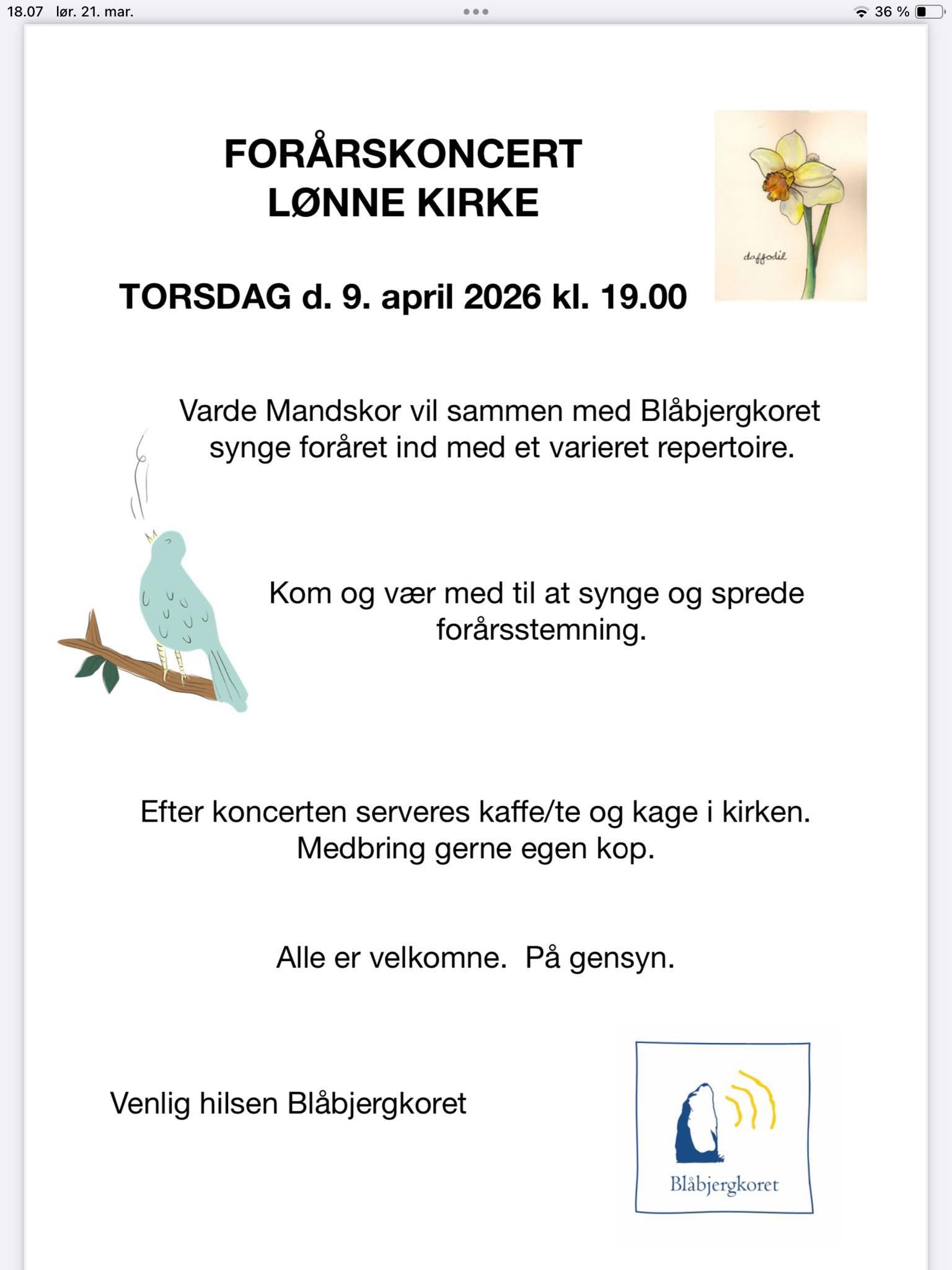 Forårskoncert i Lønne Kirke