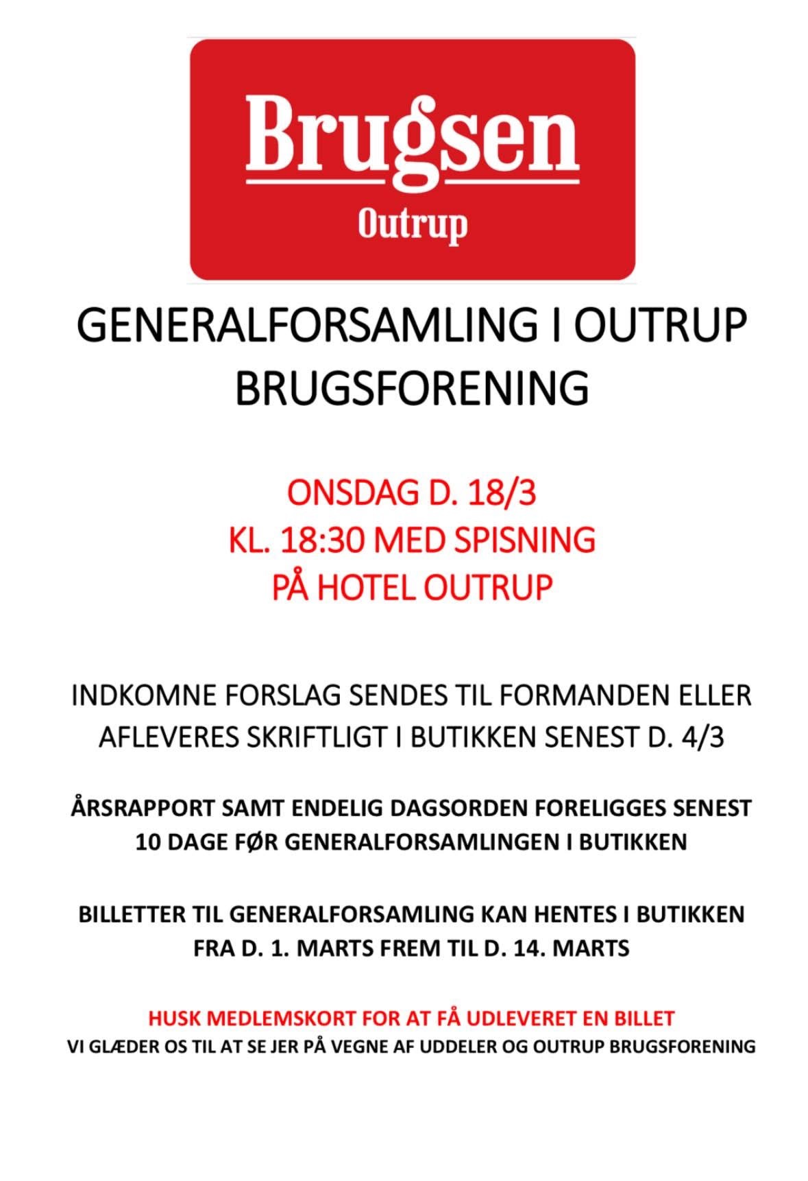 Generalforsamling i Outrup Brugsforening