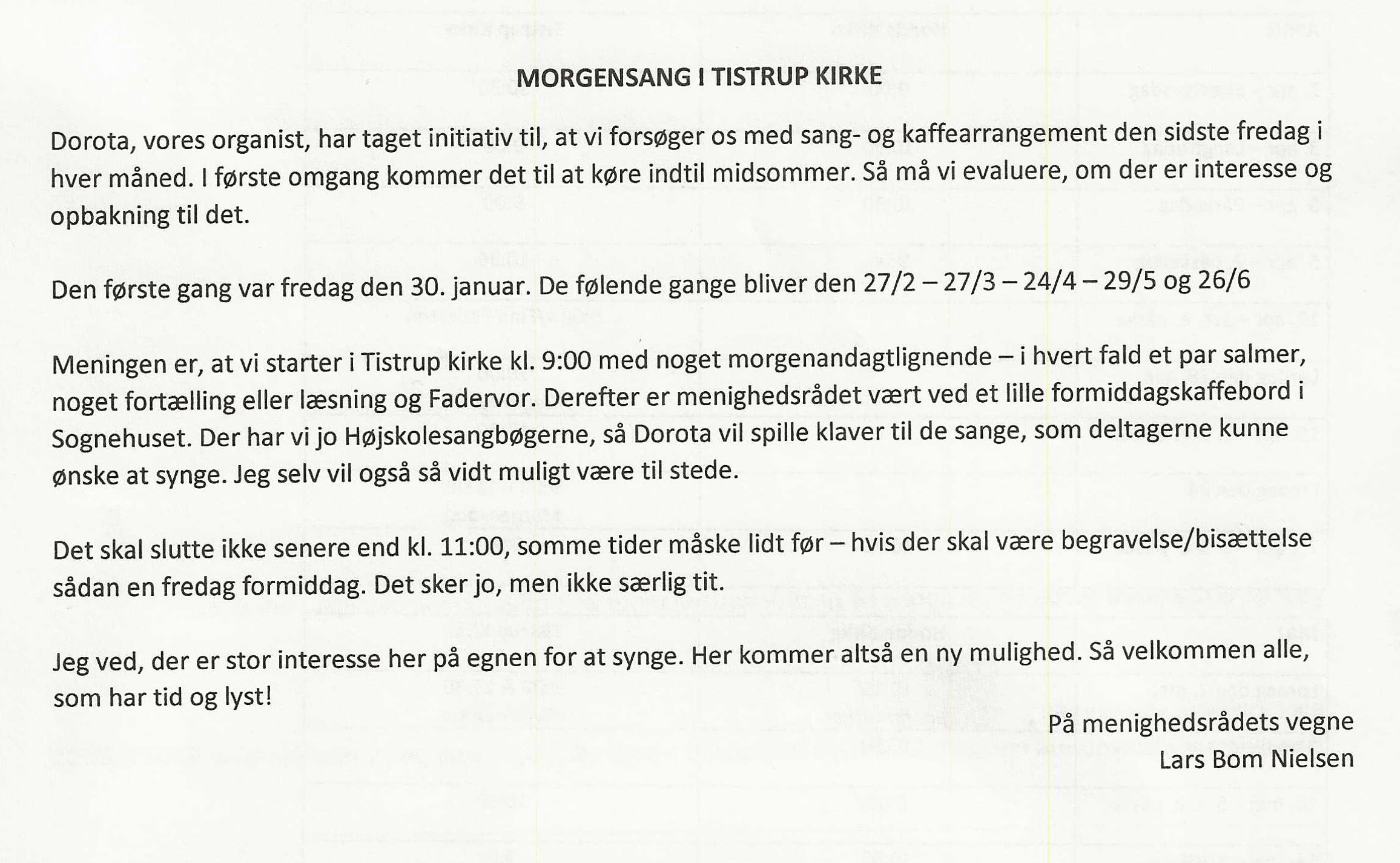 MORGENSANG I TISTRUP KIRKE